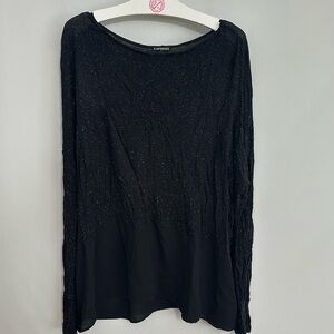 Express Black & White Marbled Long Sleeve Top
